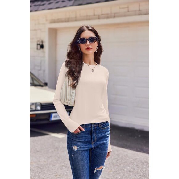 Womens Long Sleeve Shirts 3 Pack Crew Neck Thermal Tops Loose Fit Undershirt Bas - Picture 5 of 5